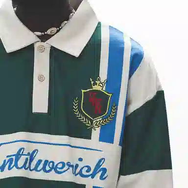 UNTILWERICH Patchwork Long Sleeve Polo Green