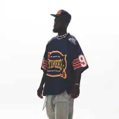 UNTILWERICH Retro Logo Quick-Dry T-Shirt Navy