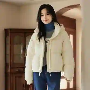 VICTORIA&VERA Hooded Down Jacket Beige