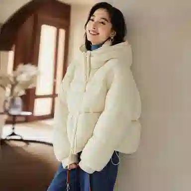 VICTORIA&VERA Hooded Down Jacket Beige