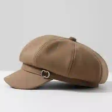 俞兆林 秋日系复古前进帽春秋款蓓蕾画家帽韩版大头围显脸小八角帽子透气轻薄款 聚酯纤维 贝雷帽 女款