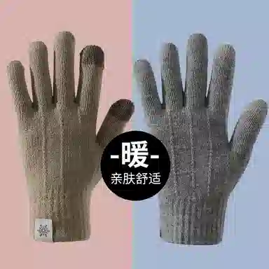 俞兆林 加厚保暖开车 户外骑行电动车防风防寒简约百搭加绒针织可触屏 锦纶 绒线手套 男款