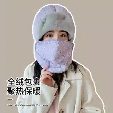 俞兆林 东北防寒装备女冬季骑车保暖户外骑行电动车防风防寒加绒加厚棉帽子 棉 雷锋帽 女款