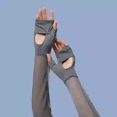 俞兆林 半指手套冰袖一体户外出游登山骑行开车钓鱼防紫外线护袖掌心镂空防滑透气冰感遮手臂遮阳薄款可触屏 防晒袖 女款