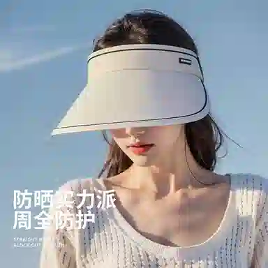 【可卷收纳】 俞兆林 空顶遮阳帽大帽檐夏季防紫外线遮全脸面罩冰丝凉感口罩护颈一体面纱骑行开车户外出游全方位遮阳 轻薄款 防晒帽 女款