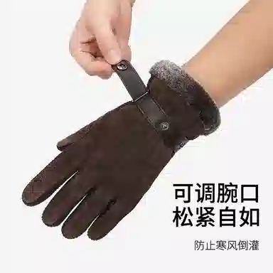 俞兆林 真皮男士冬季开车保暖加绒加厚户外防寒骑行可触屏 猪皮 手套 男款