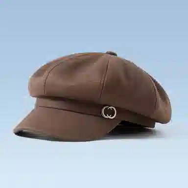 俞兆林 美拉德棕色复古八角帽子 韩系大头围显脸小报童帽简约透气画家轻薄款 聚酯纤维 贝雷帽 女款