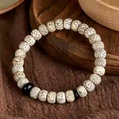 蔻斯琦 【圆满吉祥 稳定情绪】新中式国风檀木星月菩提黑白配超值一对装 国潮转运珠文玩盘串佛珠 好运 黑檀 木作手串 男女同款情侣款