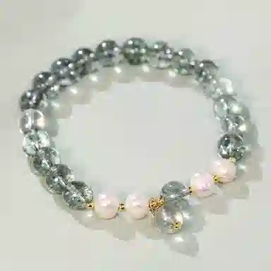 蔻斯琦 【招米聚宝盆】新中式珍珠混搭水晶串珠清透水润 国风古典美清凉气质暴富招财转运增强运势 好运 绿幽灵 手串 女款