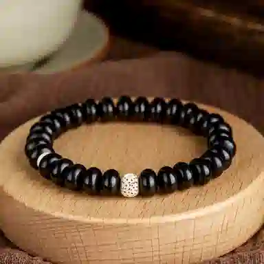 蔻斯琦 【圆满吉祥 稳定情绪】新中式国风檀木星月菩提黑白配超值一对装 国潮转运珠文玩盘串佛珠 好运 黑檀 木作手串 男女同款情侣款