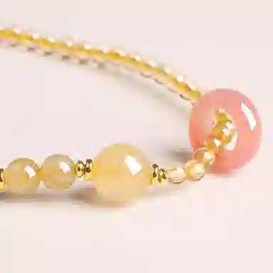 蔻斯琦 【财神庙已过香】时来好运 暴富有钱花 新中式金发晶混搭串珠双圈盘串增强运势招财转运佛珠 好运 黄水晶 手串 男女同款情侣款