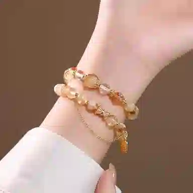 蔻斯琦 【吸金纳福 平安喜乐】新中式福牌多宝 国风富贵如意招财转运文玩增强运势 好运 黄水晶 手串 男女同款情侣款