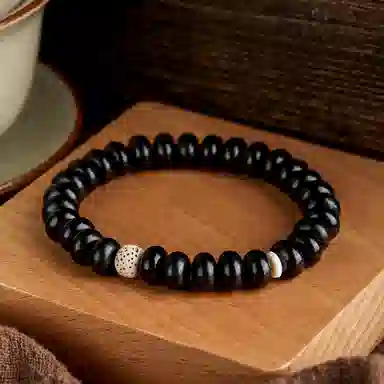 蔻斯琦 【圆满吉祥 稳定情绪】新中式国风檀木星月菩提黑白配超值一对装 国潮转运珠文玩盘串佛珠 好运 黑檀 木作手串 男女同款情侣款