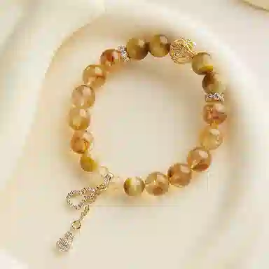 蔻斯琦 【福禄双全 暴富小财神】新中式葫芦 国风文玩盘玩盘串正能量黄塔晶增强运势招财转运本命年顺遂安康 好运 黄水晶 手串 女款