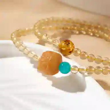 蔻斯琦 【狮来运转】新中式国风招财醒狮福气满满双层 国潮平安上岸暴富有钱花增强运势 好运处理 黄水晶 手串 男女同款情侣款