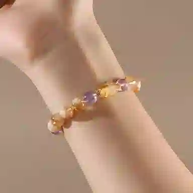 蔻斯琦 【富贵呈祥 紫气东来】新中式九紫离火多宝混搭 国风招财转运珠增强运势 暴富有钱花 好运处理 黄水晶 手串 女款