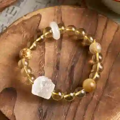 蔻斯琦 【时来运转 福旺顺遂】新中式招财醒狮乾坤圈福气满满虎眼石混搭 国风学业有成增强运势 好运 处理 黄水晶 手串 男女同款情侣款