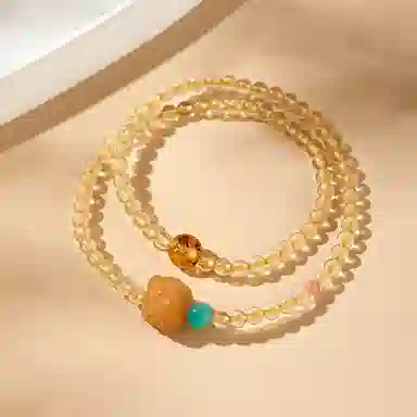 蔻斯琦 【狮来运转】新中式国风招财醒狮福气满满双层 国潮平安上岸暴富有钱花增强运势 好运处理 黄水晶 手串 男女同款情侣款