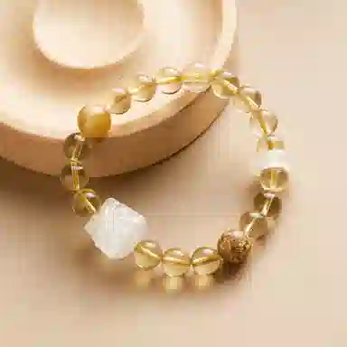 蔻斯琦 【时来运转 福旺顺遂】新中式招财醒狮乾坤圈福气满满虎眼石混搭 国风学业有成增强运势 好运 处理 黄水晶 手串 男女同款情侣款