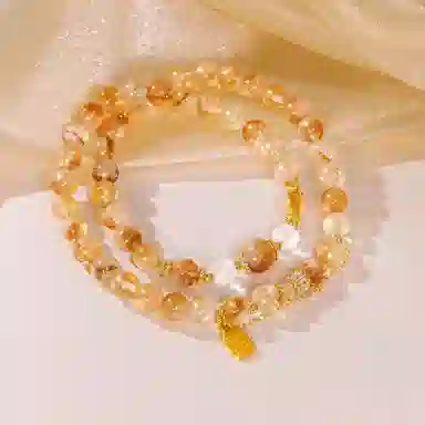 蔻斯琦 【吸金纳福 平安喜乐】新中式福牌多宝 国风富贵如意招财转运文玩增强运势 好运 黄水晶 手串 男女同款情侣款