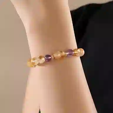 蔻斯琦 【富贵呈祥 紫气东来】新中式九紫离火多宝混搭 国风招财转运珠增强运势 暴富有钱花 好运处理 黄水晶 手串 女款