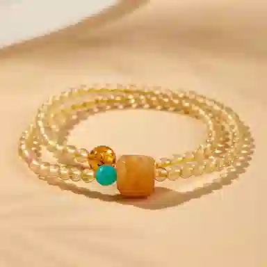 蔻斯琦 【狮来运转】新中式国风招财醒狮福气满满双层 国潮平安上岸暴富有钱花增强运势 好运处理 黄水晶 手串 男女同款情侣款