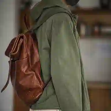 MADEN Vintage Letter Hoodie Jacket Military Green