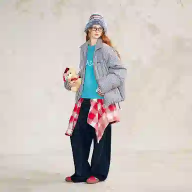 BEETLE TOWN Retro Plaid Puffer Jacket