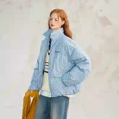 BEETLE TOWN Retro Plaid Puffer Jacket