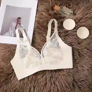 芬腾 植物花卉蕾丝收副乳防下垂薄款文胸 女款