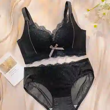 芬腾 无钢圈调整型聚拢大小胸可穿防下垂上托收副乳文胸三角内裤内衣裤套装 女款