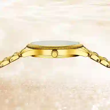 梦特娇 时尚简约气质百搭 石英机芯 精钢表带 国表 女表 金色表盘 夜光防水