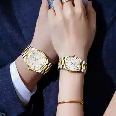 梦特娇 小众潮流时尚高颜值商务休闲百搭 石英机芯 钢表带 国表 女表 白色表盘 防水夜光