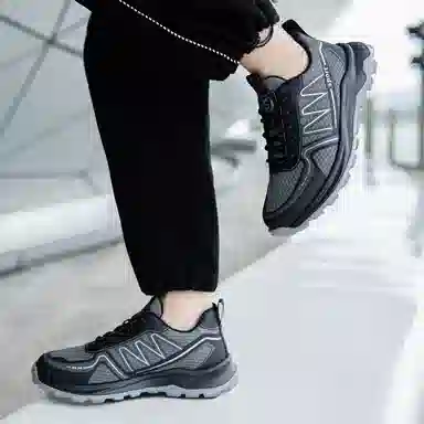 织物合成革 清爽透气时尚运动 减震防滑耐磨 低帮 生活休闲鞋 男款 黑色