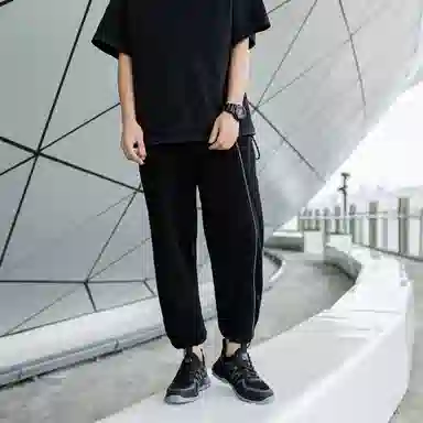 织物合成革 清爽透气时尚运动 减震防滑耐磨 低帮 生活休闲鞋 男款 黑色