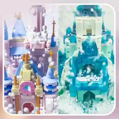哲高积木 创意系列 水晶城堡飘雪音乐盒 发声 积木 礼物送男朋友女朋友