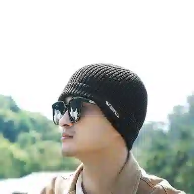 微笑鲨 秋冬季轻盈无负重双层防汗保暖针织 尼龙 绒线帽 男女同款情侣款