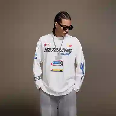 1807 Racing Patchwork Long Sleeve Tee