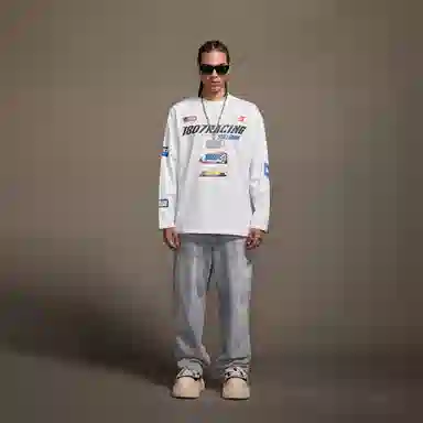 1807 Racing Patchwork Long Sleeve Tee