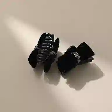 CHIMERA Elegant Black Rhinestone Bow Hair Clip