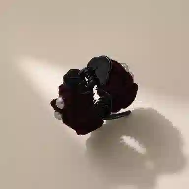 CHIMERA Velvet Beaded Hair Clip Medium Red