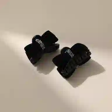 CHIMERA Elegant Black Rhinestone Bow Hair Clip