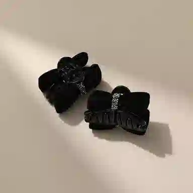 CHIMERA Elegant Black Rhinestone Bow Hair Clip