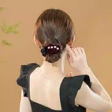 CHIMERA Velvet Beaded Hair Clip Medium Red