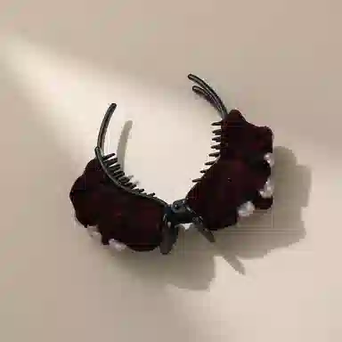 CHIMERA Velvet Beaded Hair Clip Medium Red
