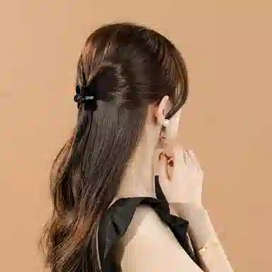 CHIMERA Elegant Black Rhinestone Bow Hair Clip