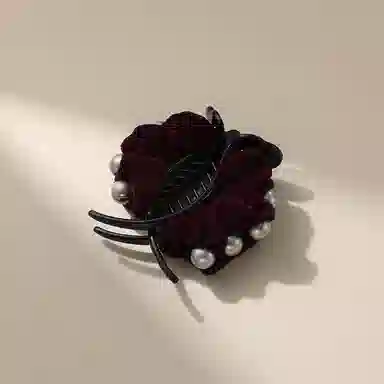 CHIMERA Velvet Beaded Hair Clip Medium Red