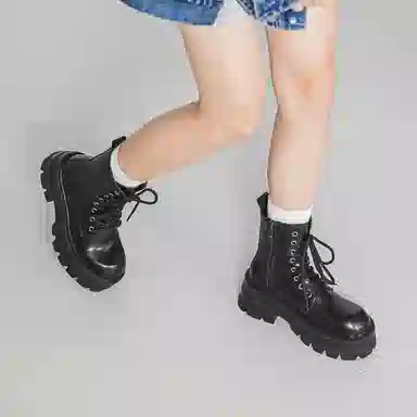 男士增高英伦风大头厚底中帮工装机车德比 马丁靴 男女同款