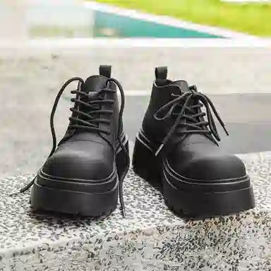 超纤皮 英伦风尚时尚舒适之选 短靴 男款 经典黑色