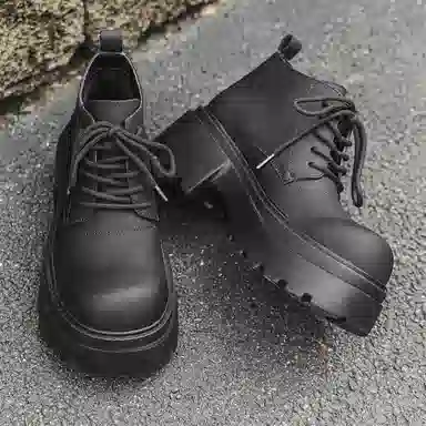 超纤皮 英伦风尚时尚舒适之选 短靴 男款 经典黑色